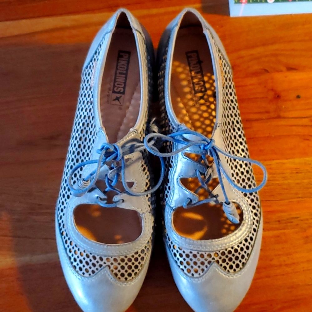 Pikolinos Blue Leather Lace up Shoes size 7.5/38